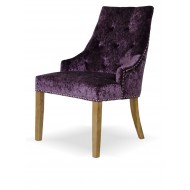 Bergen Purple Crushed Velvet Fabric Oak Chair